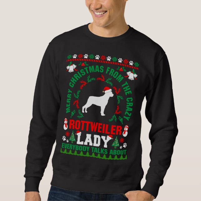 Merry Christmas Rottweiler Lady Ugly Sweater  Fitt (Front)