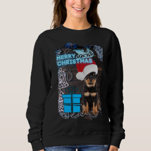 Merry Christmas Rottweiler Puppy With Present Sweatshirt