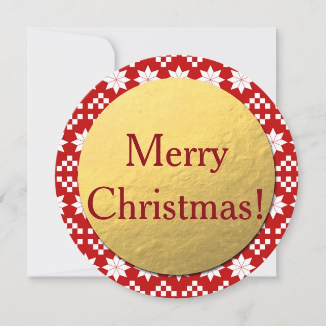 Merry Christmas! Round Christmas Card, Gold Foil Holiday Card (Front)