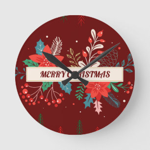 Merry Christmas  Round Clock
