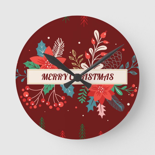 Merry Christmas  Round Clock (Front)