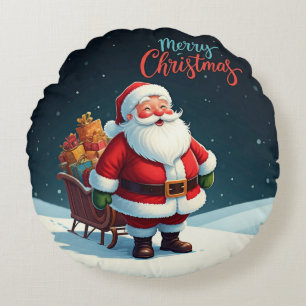 Merry Christmas Round Cushion