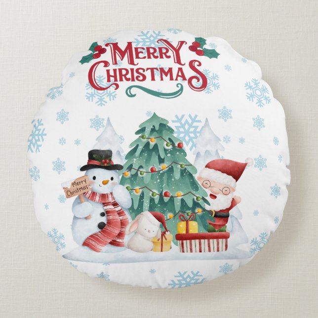 merry christmas round cushion (Front)