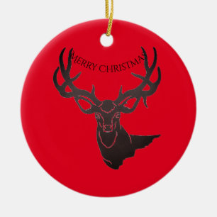 Merry Christmas Round Ornament-Deer Ceramic Orname Tree Decoration
