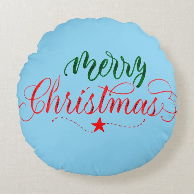 Merry Christmas Round Pillow (Front)