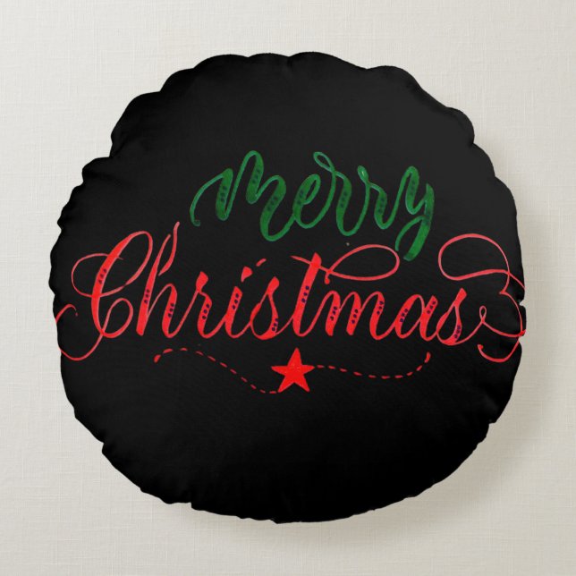 Merry Christmas Round Pillow (Front)