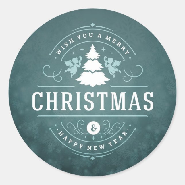 Merry Christmas Round Sticker (Front)