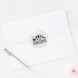 Merry christmas round sticker