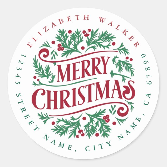 Merry Christmas Round Stickers (Front)