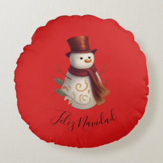 Merry Christmas Round Throw Pillow - Feliz Navidad