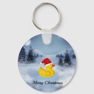 Merry Christmas Rubber Ducky Cute Keychain