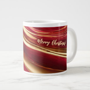 Merry Christmas-Ruby Red and Gold- Large Coffee Mug