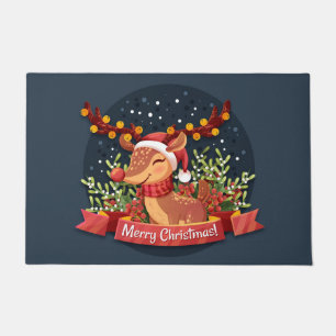 Merry Christmas Rudolph Doormat