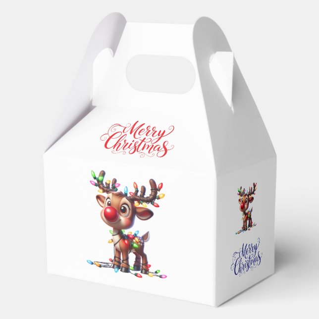 Merry Christmas Rudolph Gift Favour Box (Front)