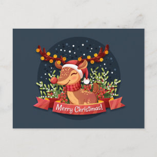 Merry Christmas Rudolph Postcard
