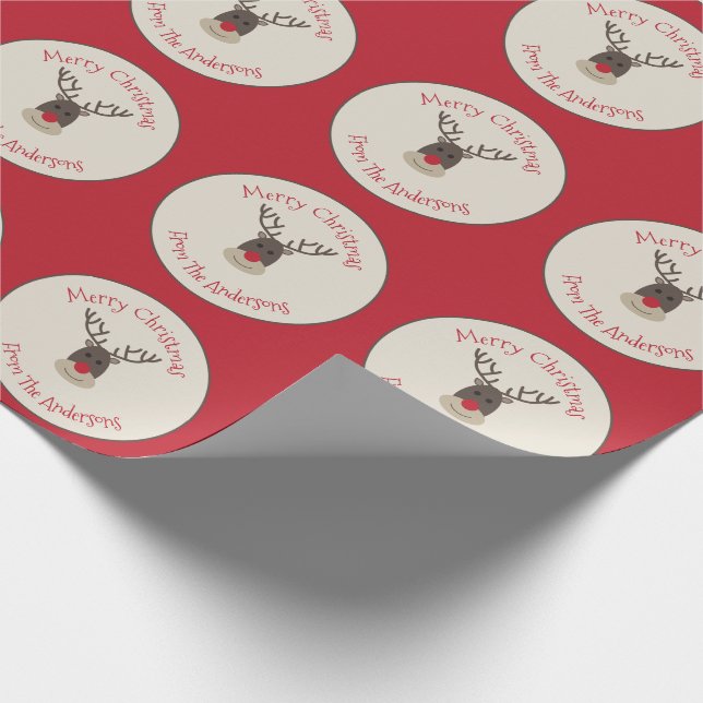 Merry Christmas Rudolph Reindeer Gift Wrap (Corner)