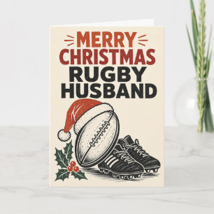 Merry Christmas Rugby Husband Card