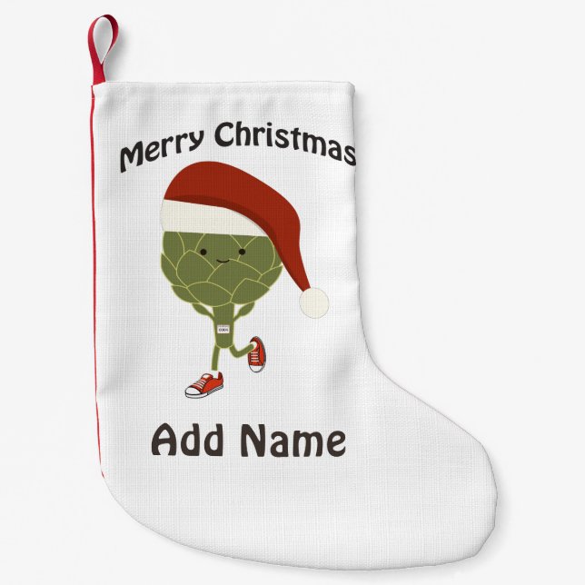 Merry Christmas! Running Artichoke Small Christmas Stocking (Front)