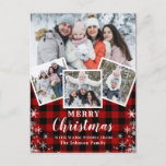 Merry Christmas Rustic 4 PHOTO Collage Greeting  Postcard<br><div class="desc">Merry Christmas Rustic 4 PHOTO Collage Greeting Postcard.</div>