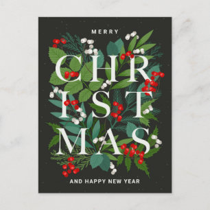 Merry Christmas Rustic Corporate Greeting Postcard