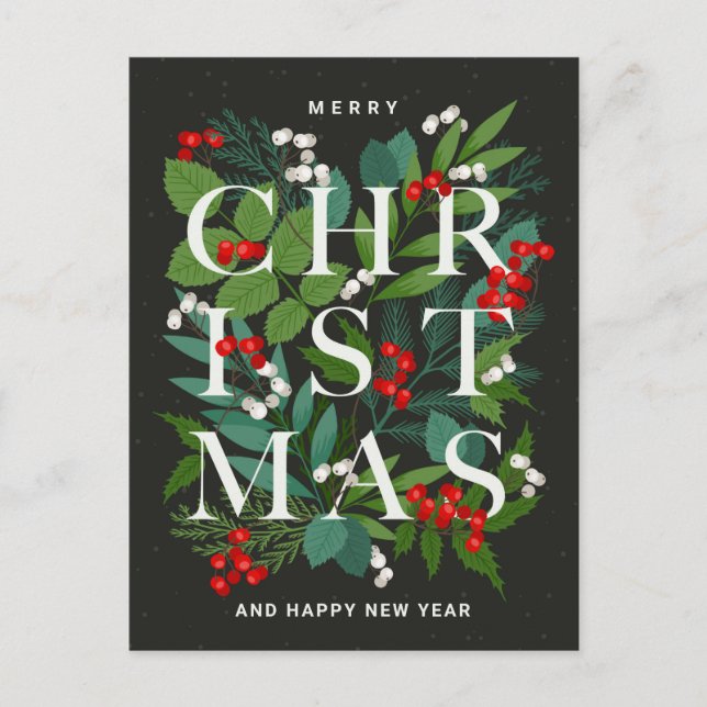 Merry Christmas Rustic Corporate Greeting Postcard (Front)