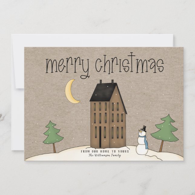 Merry Christmas Rustic Country Holiday Card  (Front)