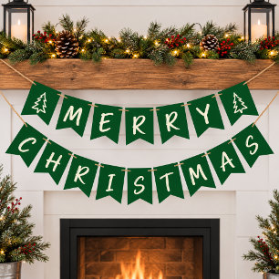 Merry Christmas Rustic Farmhouse Christmas Tree  Bunting