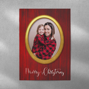 Merry Christmas Rustic Funny Cute Frame Add Photo Holiday Card