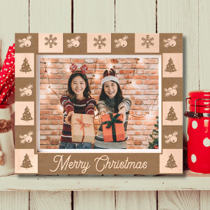 Merry Christmas rustic hoilday photo wooden etched Frames