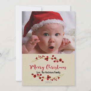Merry Christmas Rustic Holiday Photo Picture Card