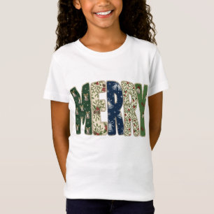 Merry Christmas Rustic Typography Evergreen & Ho T-Shirt