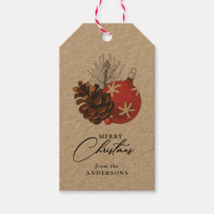 Merry Christmas Rustic Vintage Ornament Custom Gift Tags
