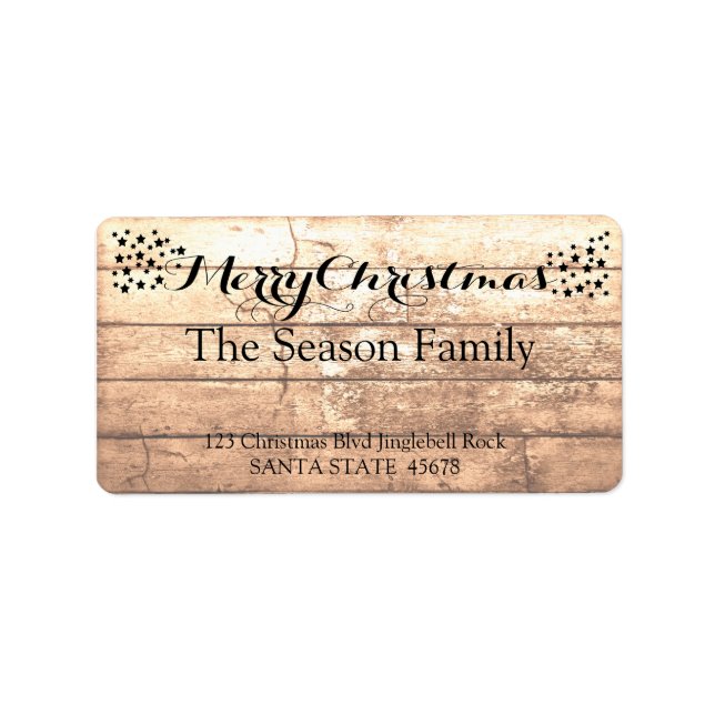 Merry Christmas Rustic wooden holiday label (Front)