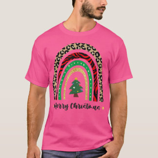 Merry Christmas s For Women Xmas Leopard Tree137  T-Shirt