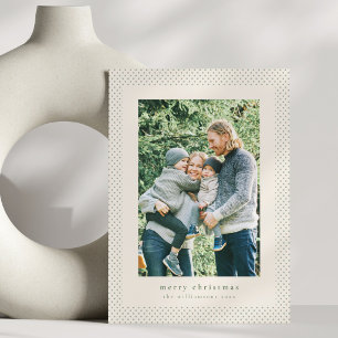 Merry Christmas Sage Green Polka Dot Photo Frame Holiday Card