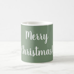 Merry Christmas Sage Green Typography Festive Coffee Mug