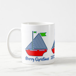 Merry Christmas Sailboat Mug