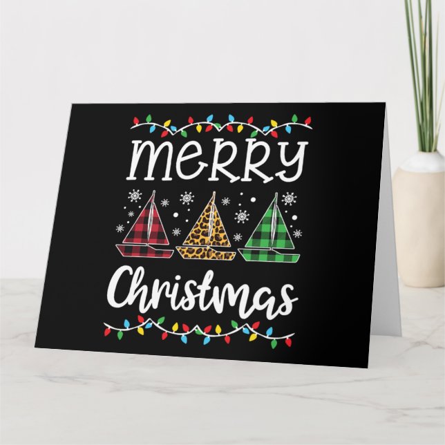 Merry Christmas Sailboat Sailing Lover Xmas Gift Card (Front)