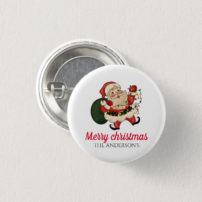 Merry christmas santa  3 cm round badge (Front & Back)