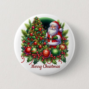 Merry Christmas Santa 6 Cm Round Badge