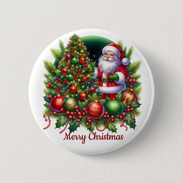 Merry Christmas Santa 6 Cm Round Badge (Front)
