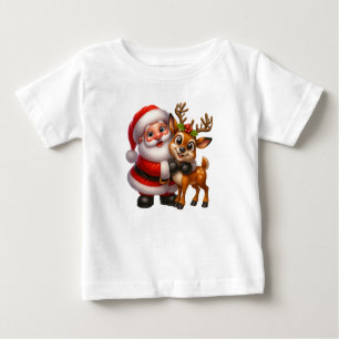 Merry Christmas Santa and Deer T-shirt