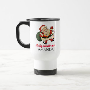 Merry christmas santa and gift  travel mug
