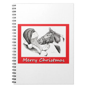Merry Christmas Santa and Horse Spiral Notebook
