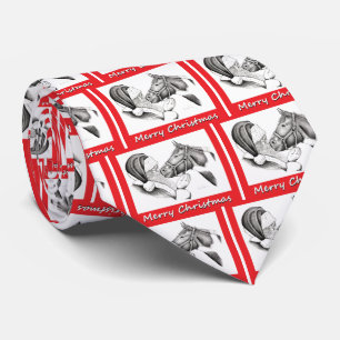 Merry Christmas Santa and Horse Tie
