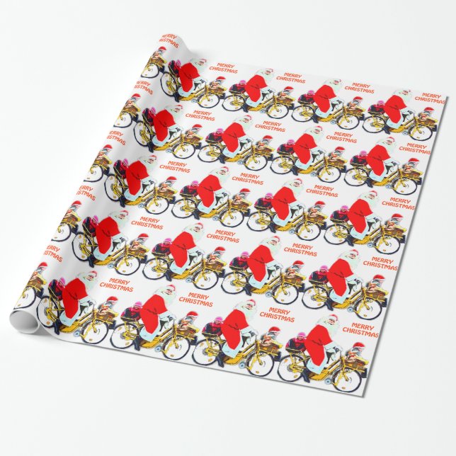 Merry Christmas Santa and Kids Wrapping Paper (Unrolled)
