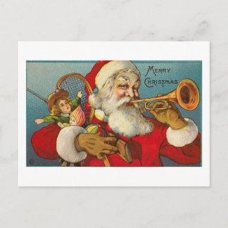 Merry Christmas Santa and Toys Holiday Postcard