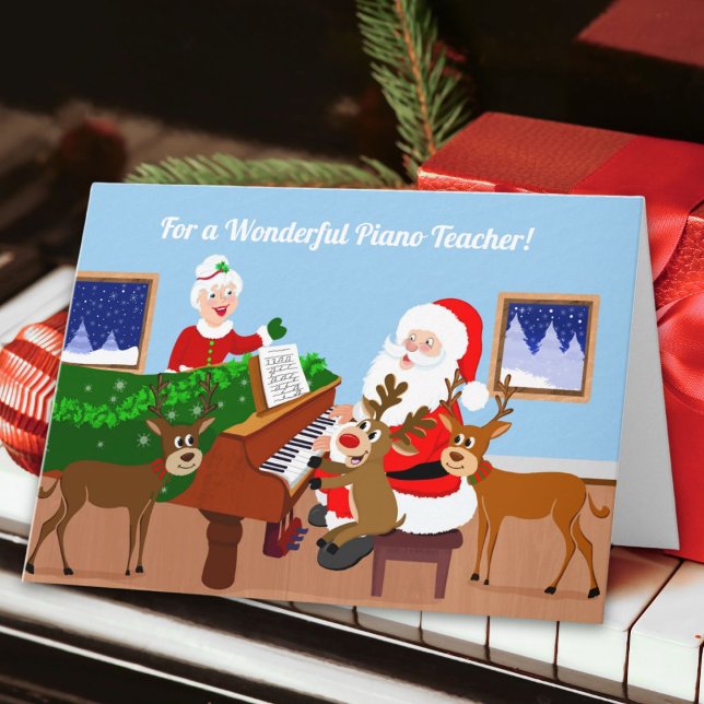 Merry Christmas Santa as Piano Teacher Teaching Card (Creator Uploaded)