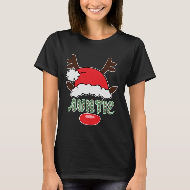 Merry Christmas Santa Aunite Aunt Antlers T-Shirt (Front)