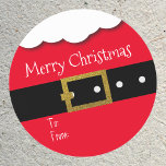 Merry Christmas Santa Belt Gift tag Personalised<br><div class="desc">Cute and modern Santa’s suit belt and white beard sticker tag. Perfect for wrapped gifts.
You can customise the text.</div>